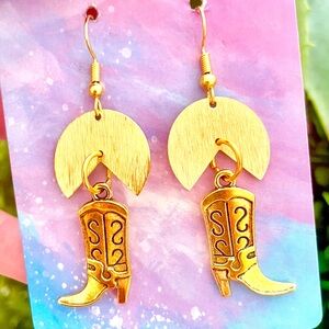 Gold Cowboy Boot Earrings